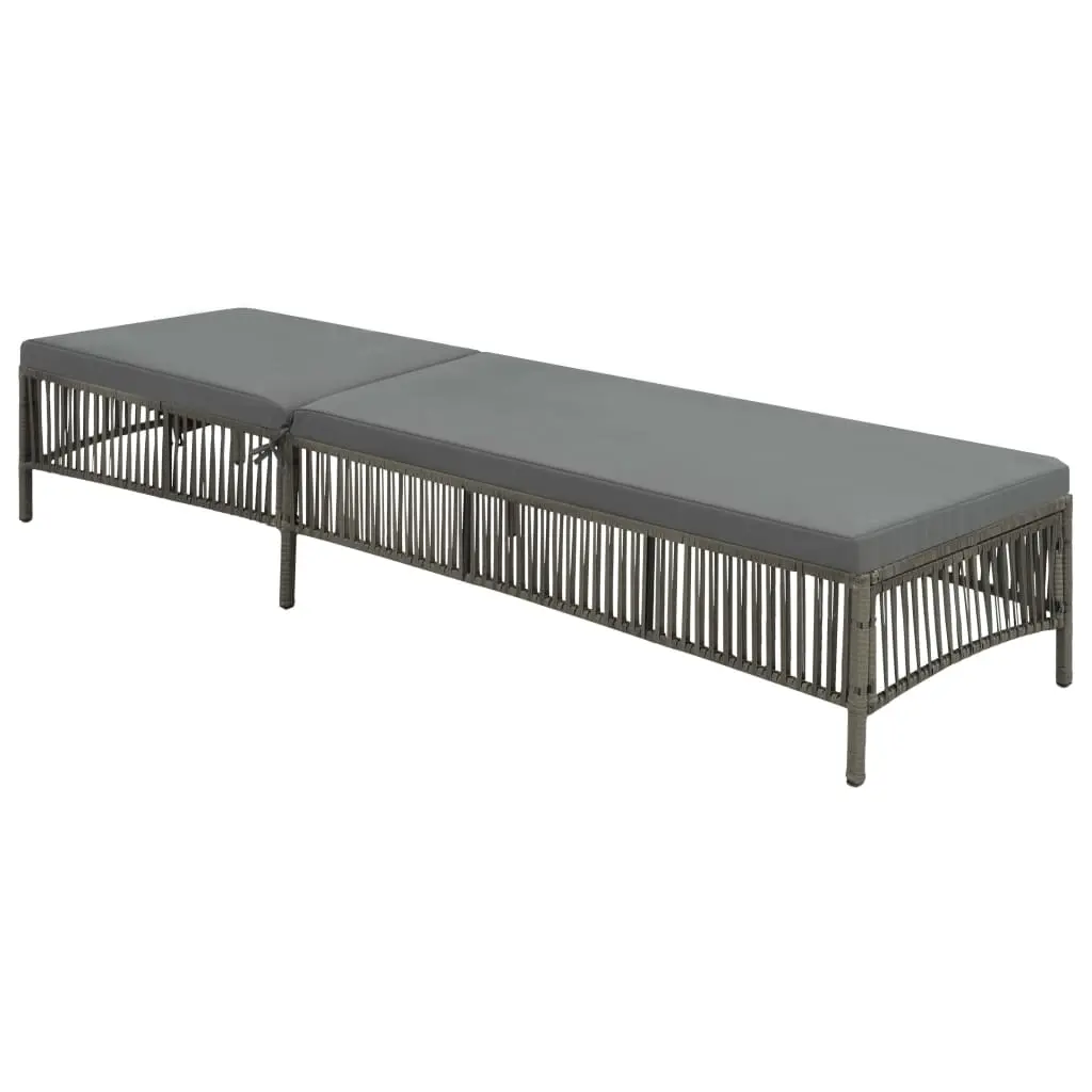 Sun Lounger with Cushion Poly Rattan Grey 44455 - Furniture
