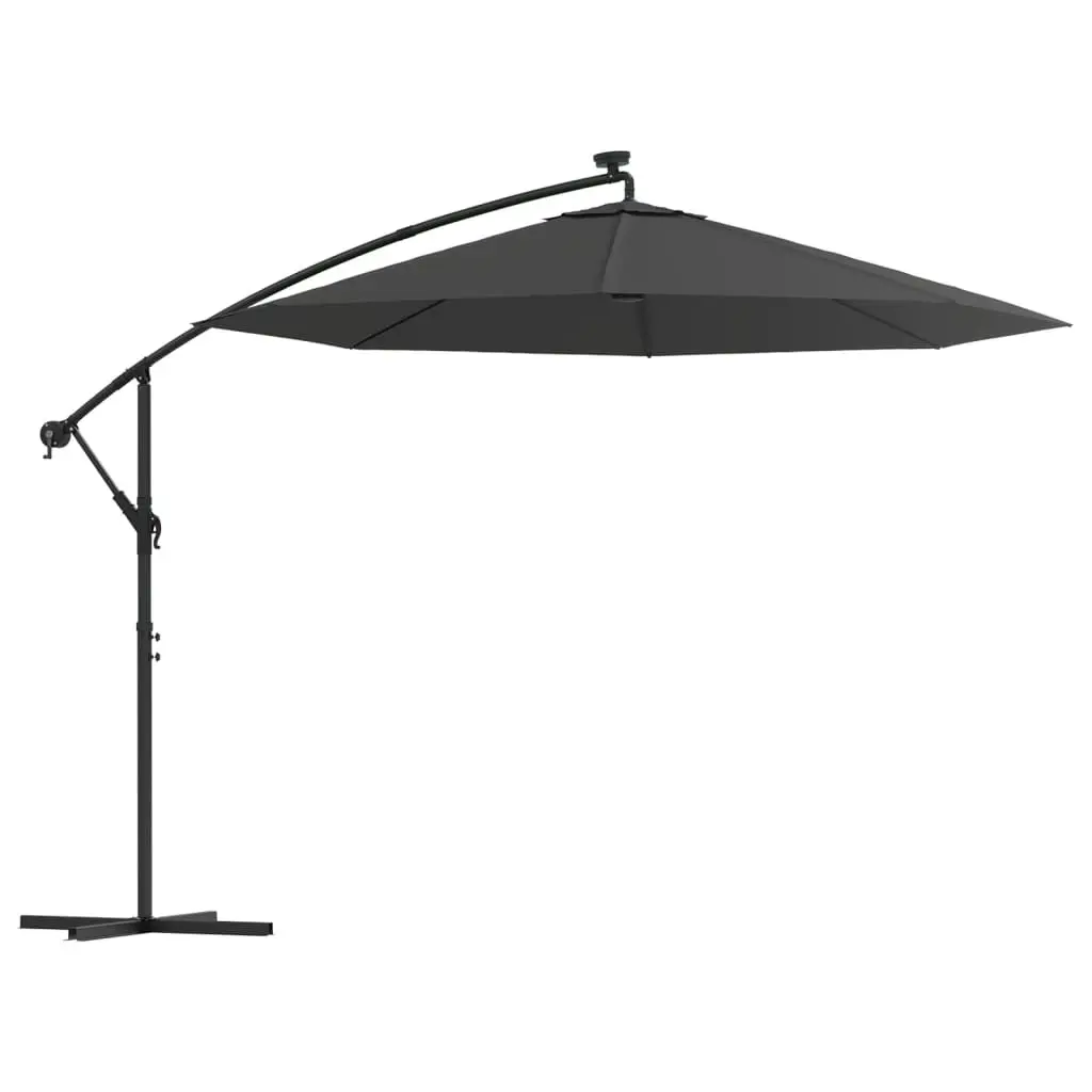 Cantilever Garden Parasol with LED Lights and Steel Pole 300 cm Anthracite 44521 - Home & Garden