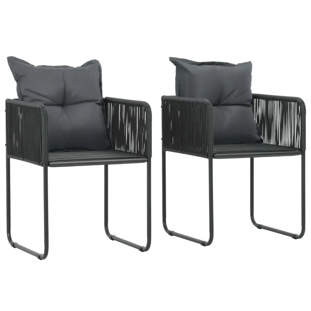 Outdoor Chairs 2 pcs with Pillows Poly Rattan Black 44438 - Furniture