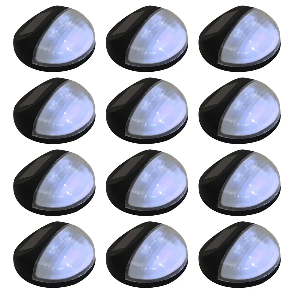 Outdoor Solar Wall Lamps LED 12 pcs Round Black 44472 - Home & Garden