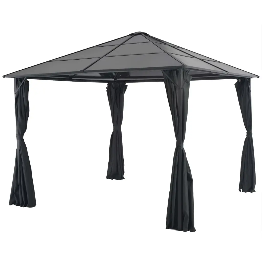 Gazebo with Curtain Aluminium 3x3 m Black 44640 - Home & Garden