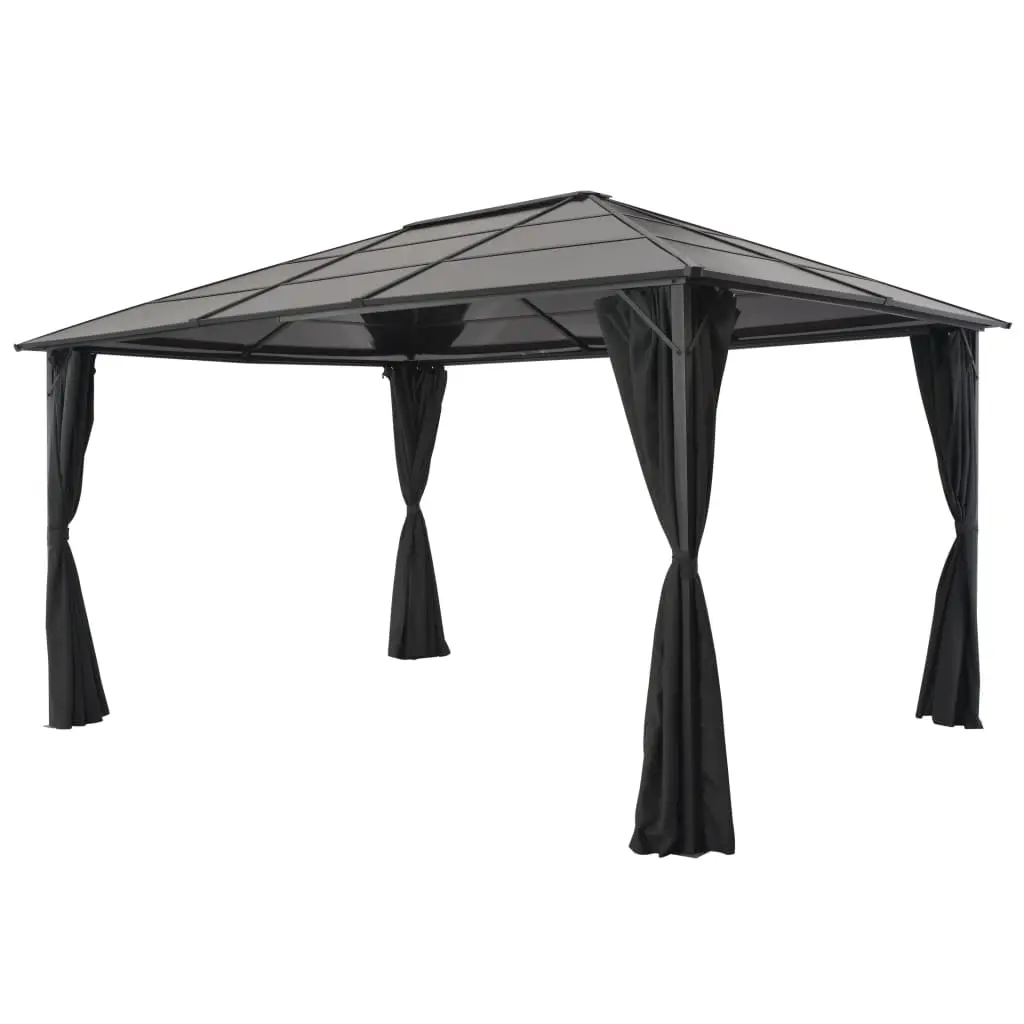 Gazebo with Curtain Aluminium 4x3x2.6 m Black 44642 - Home & Garden