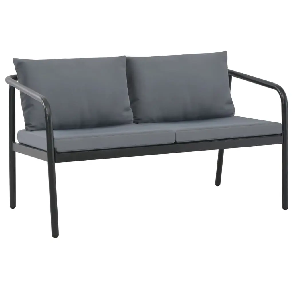 2 Seater Garden Bench with Cushions Grey Aluminium 44699 - Furniture