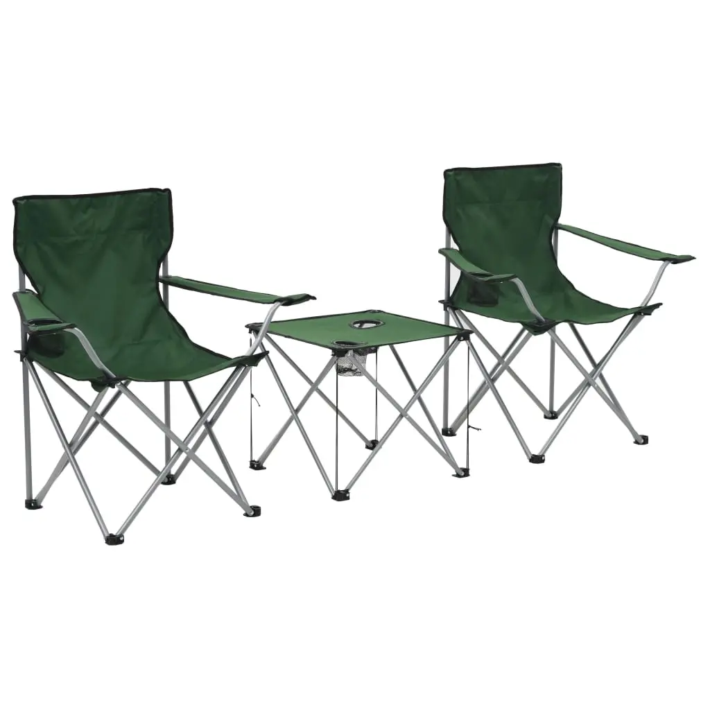 Camping Table and Chair Set 3 Pieces Green 44385 - Sports & Outdoor