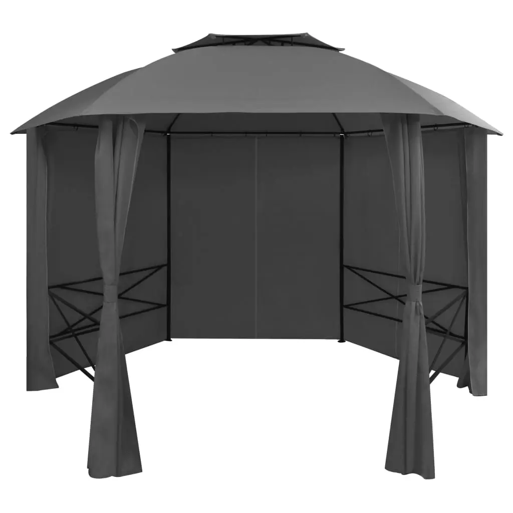 Garden Marquee Pavilion Tent with Curtains Hexagonal 360x265 cm 44766 - Home & Garden
