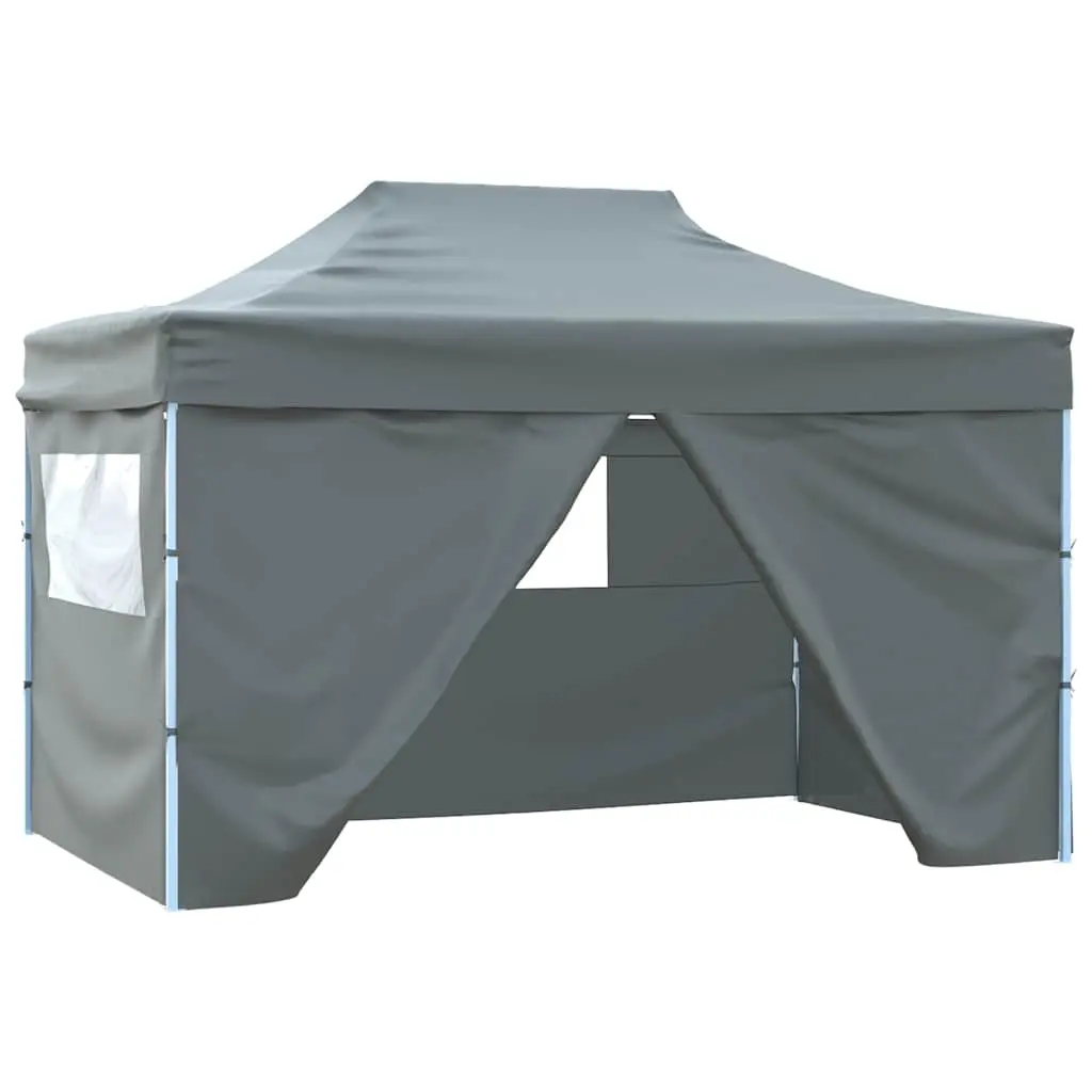 Foldable Tent Pop-Up with 4 Side Walls 3x4.5 m Anthracite 44970