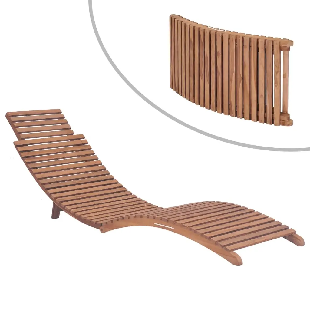 Folding Sun Lounger Solid Teak Wood 44666 - Furniture