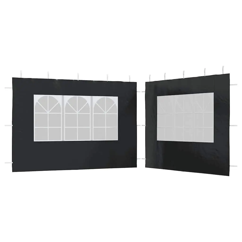 Party Tent Sidewall 2 pcs with Window PE Anthracite 45117 - Home & Garden