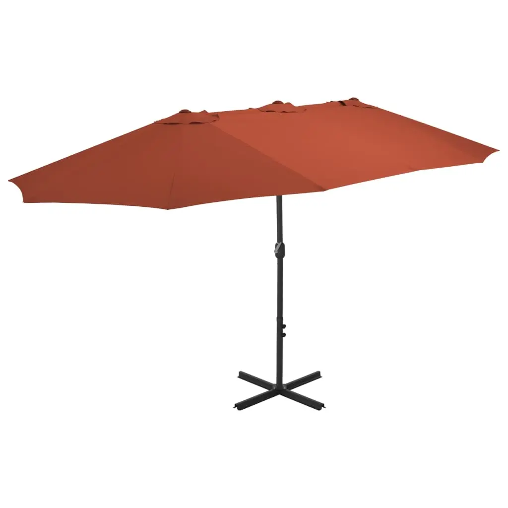 Garden Parasol with Aluminium Pole 460x270 cm Terracotta 44872 - Home & Garden
