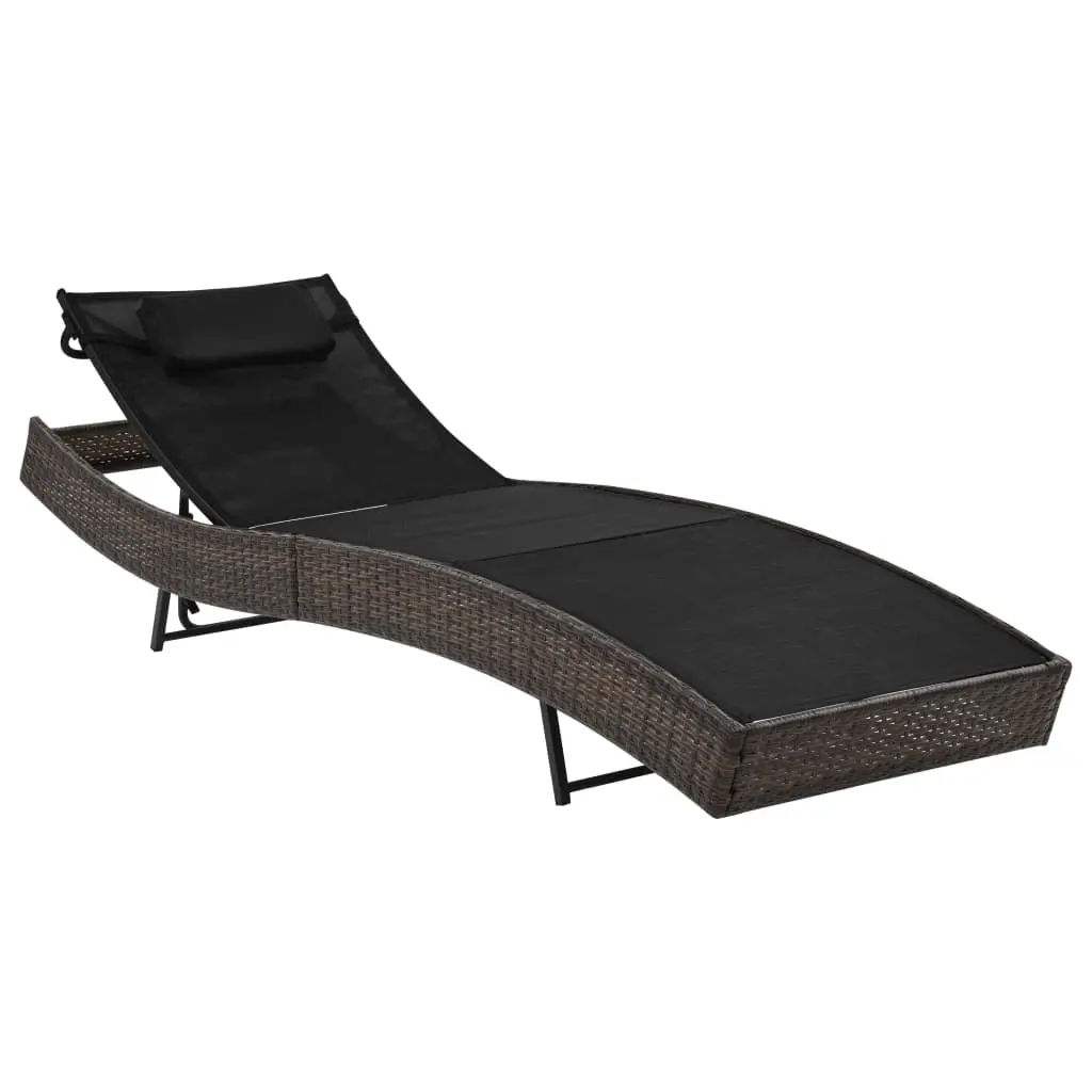 Sun Lounger with Pillow Poly Rattan Brown 44716 - Furniture