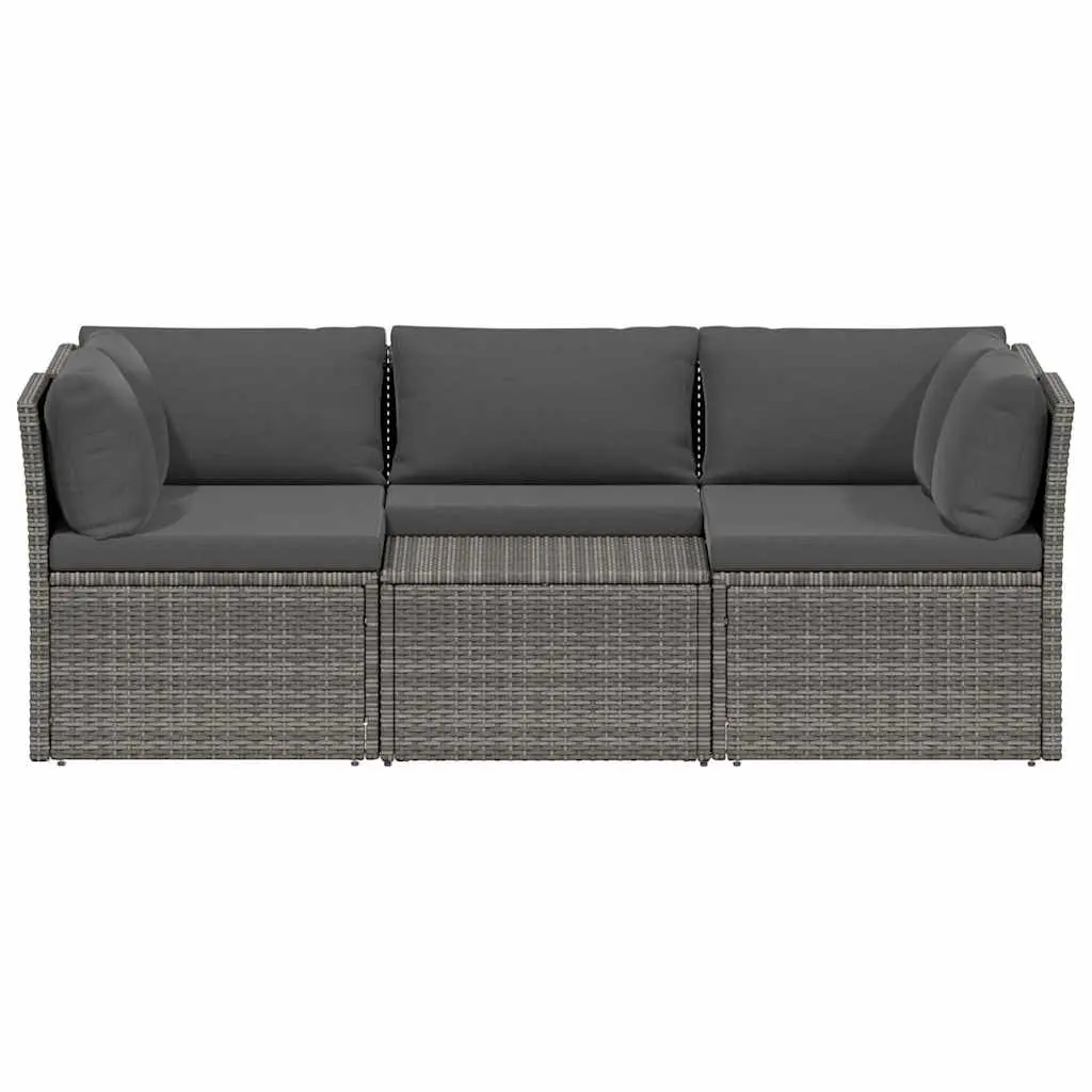 4 Piece Garden Lounge Set with Cushions Poly Rattan Grey 44723 - Furniture