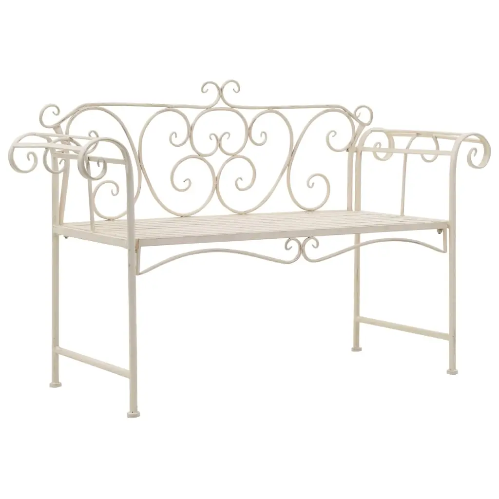 Garden Bench 132 cm Metal Antique White 45430 - Furniture
