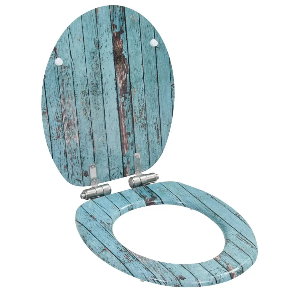 WC Toilet Seat with Soft Close Lid MDF Old Wood Design 143931 - Hardware