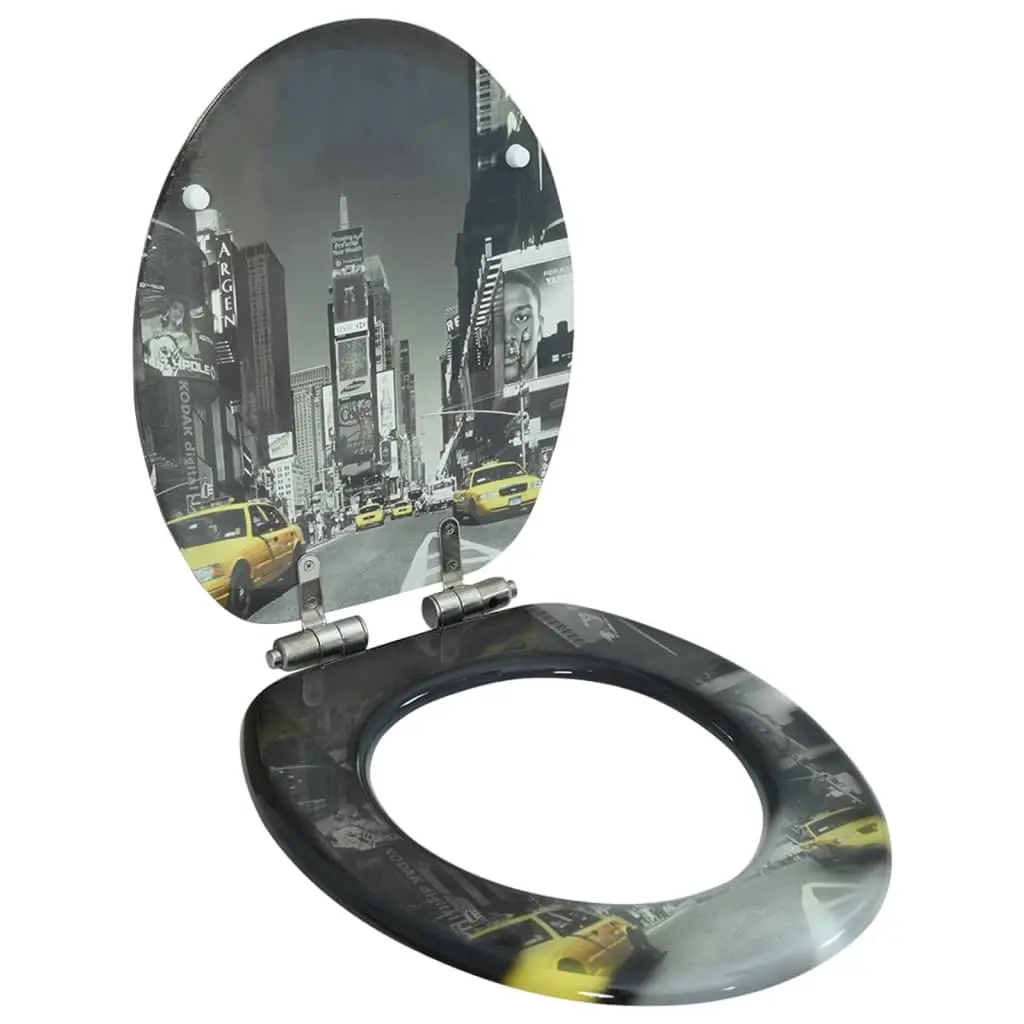 WC Toilet Seat with Soft Close Lid MDF New York Design 143932 - Hardware