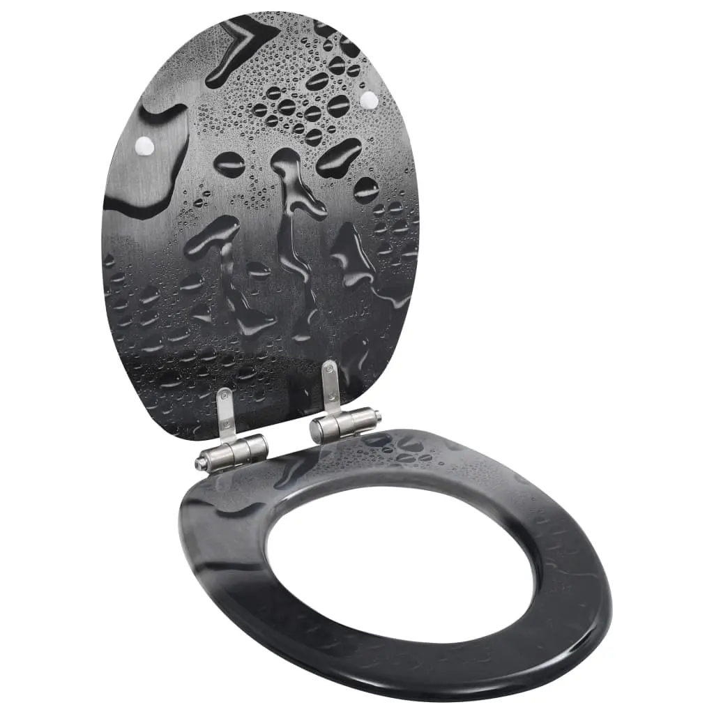 WC Toilet Seat with Soft Close Lid MDF Water Drop Design 143933 - Hardware