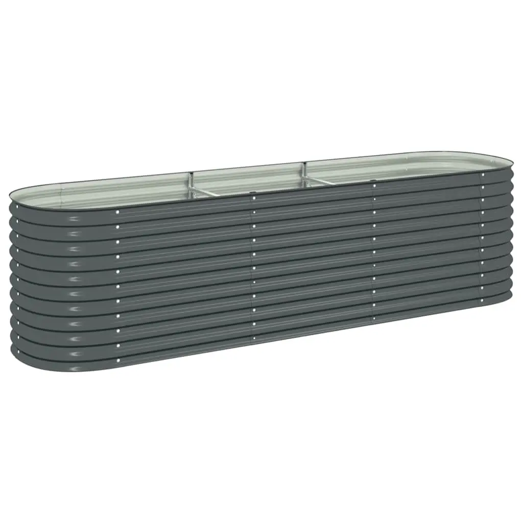 Garden Raised Bed 320x80x81 cm Galvanised Steel Grey 45522 - Home & Garden