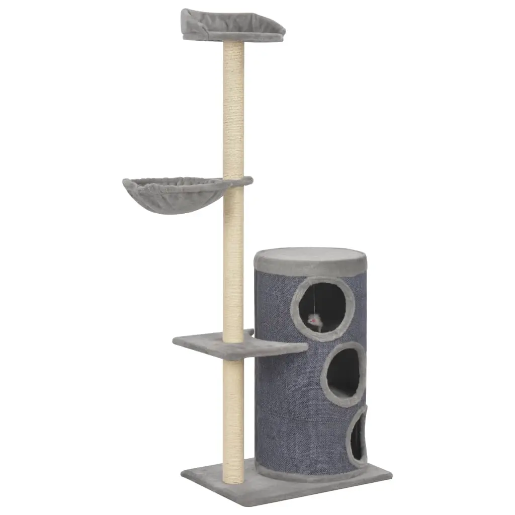 Cat Tree with Sisal Scratching Posts Grey 148 cm 170668 - Pets