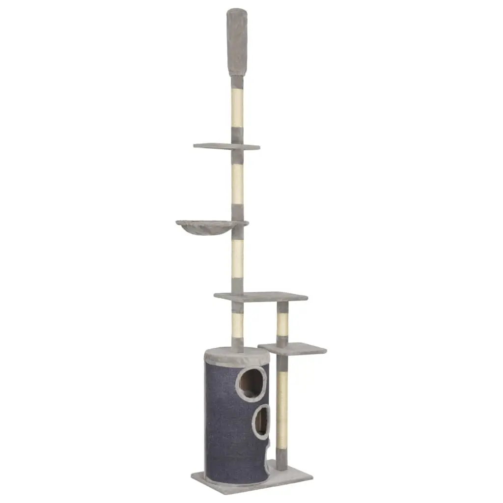 Cat Tree with Sisal Scratching Posts Grey 260 cm 170670 - Pets