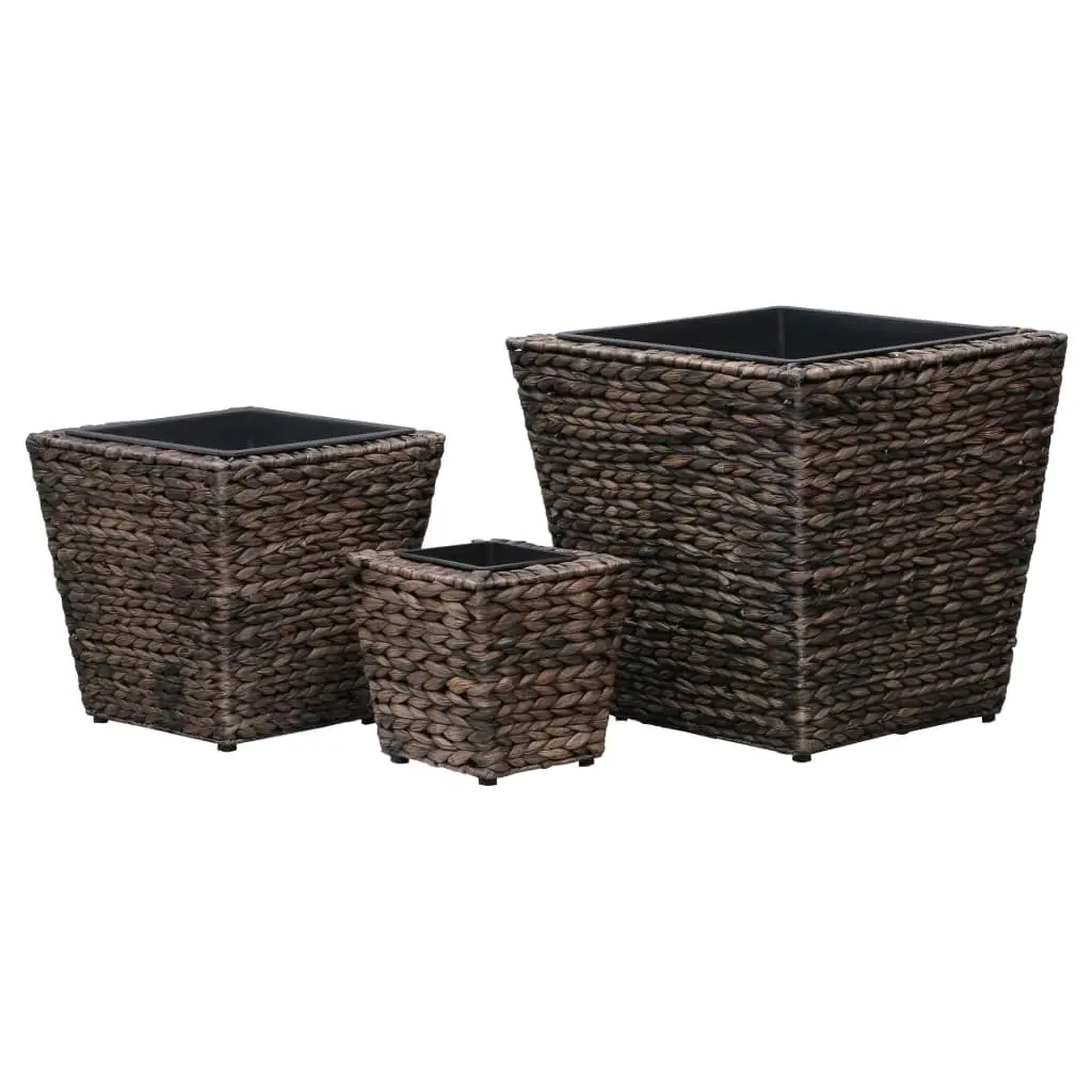 Raised Beds 3 pcs Water Hyacinth Brown 45572 - Home & Garden