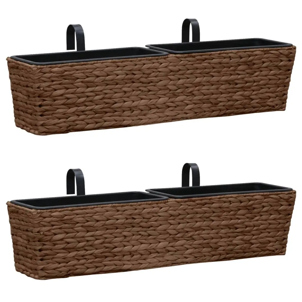 Plant Pots 2 pcs Water Hyacinth Brown 45581 - Home & Garden