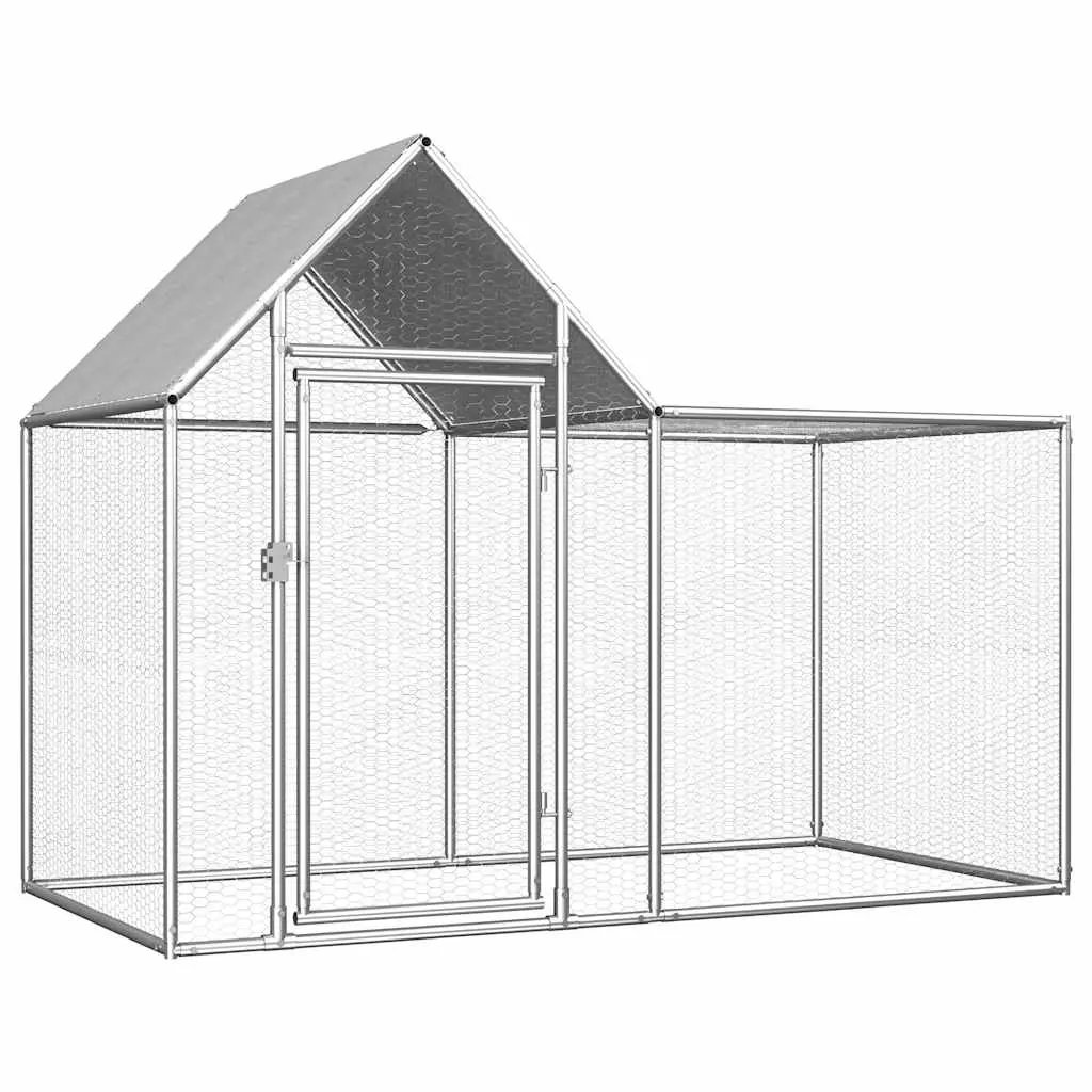 Chicken Coop 2x1x1.5 m Galvanised Steel 144553 - Pets