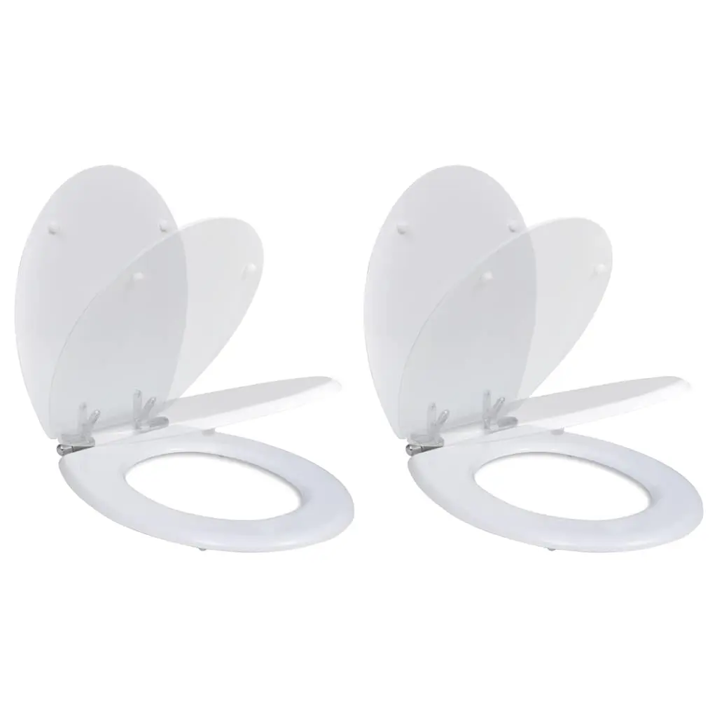 Toilet Seats with Soft Close Lids 2 pcs MDF White 275885 - Hardware