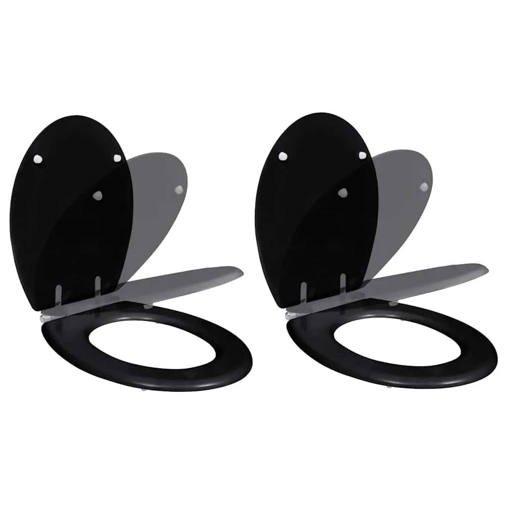 Toilet Seats with Soft Close Lids 2 pcs MDF Black 275905 - Hardware