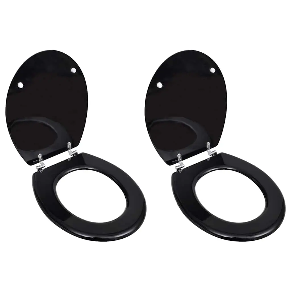 Toilet Seats with Lids 2 pcs MDF Black 275908 - Hardware