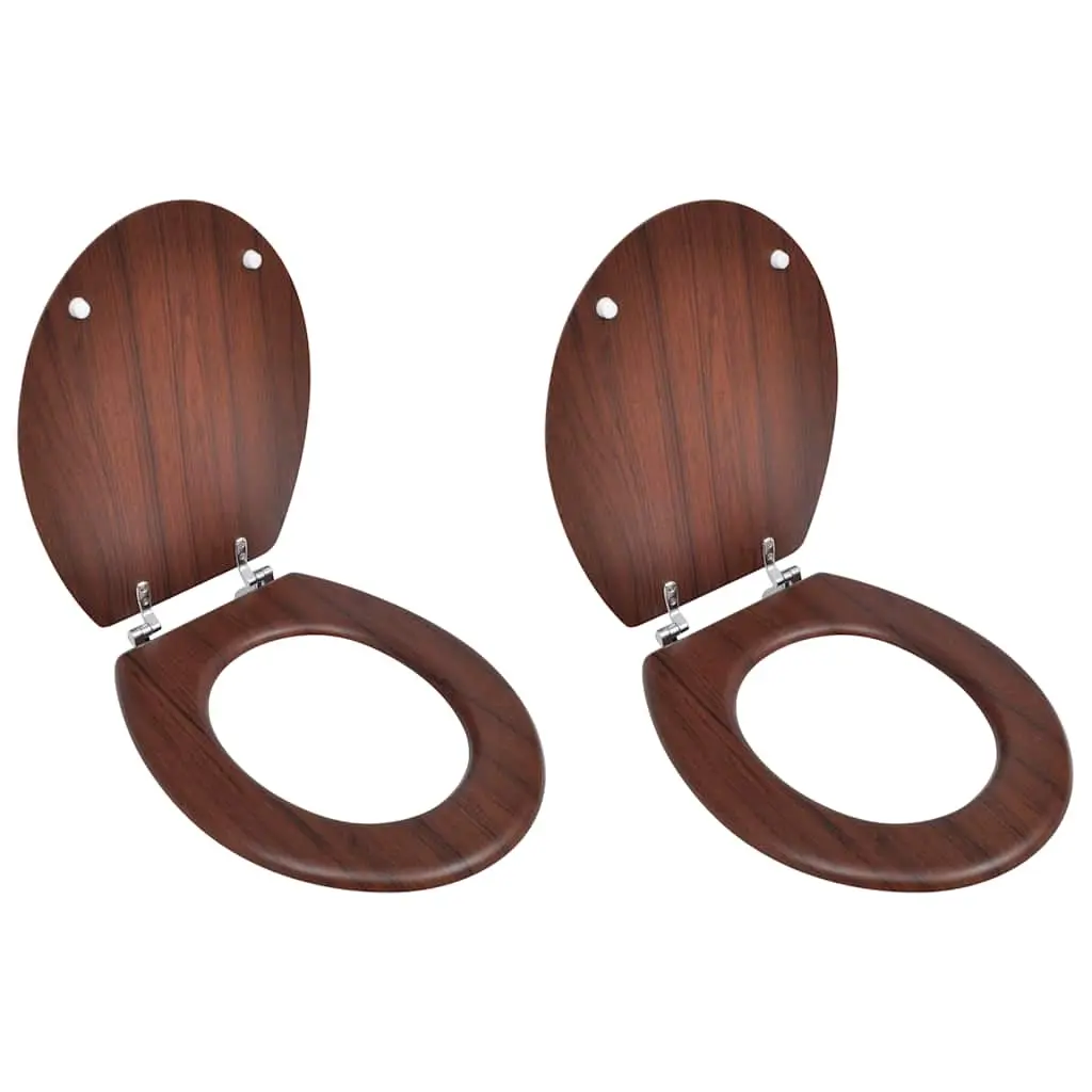 Toilet Seats with Lids 2 pcs MDF Brown 275909 - Hardware