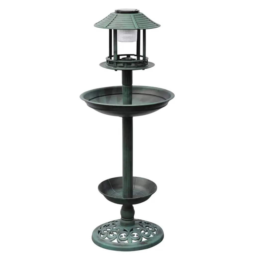 Bird Bath/ Feeder with Solar Light 40537 - Home & Garden