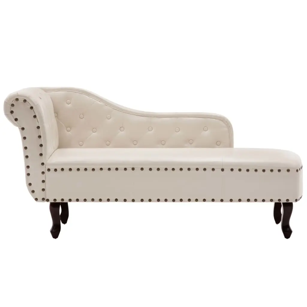 Chaise Longue Cream White Faux Leather 60783 - Over 40% off Living Room Furniture