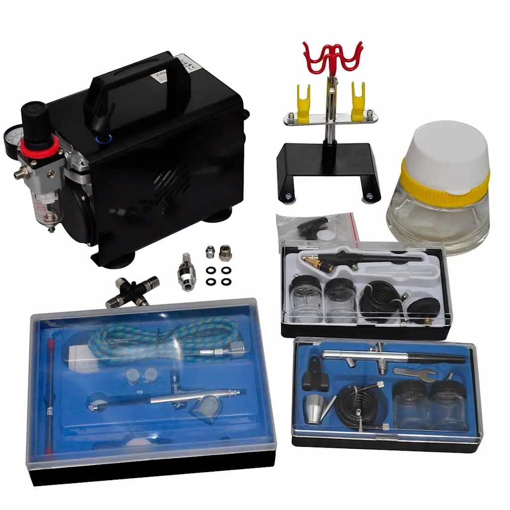 Airbrush compressor set with 3 pistols 255 x 135 x 220 mm 140286 - Hardware