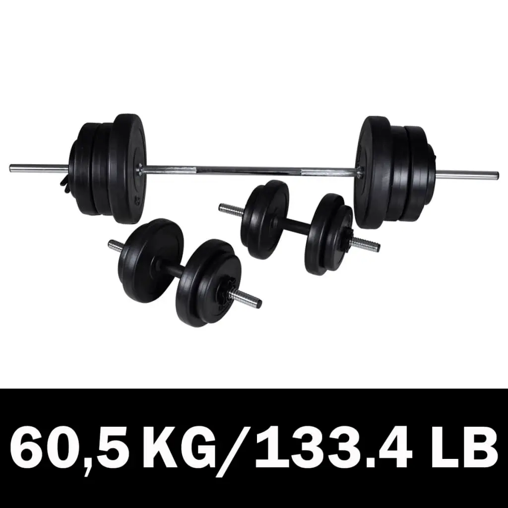 Barbell + 2 Dumbbell Set 60.5kg 90375 - Sports & Outdoor