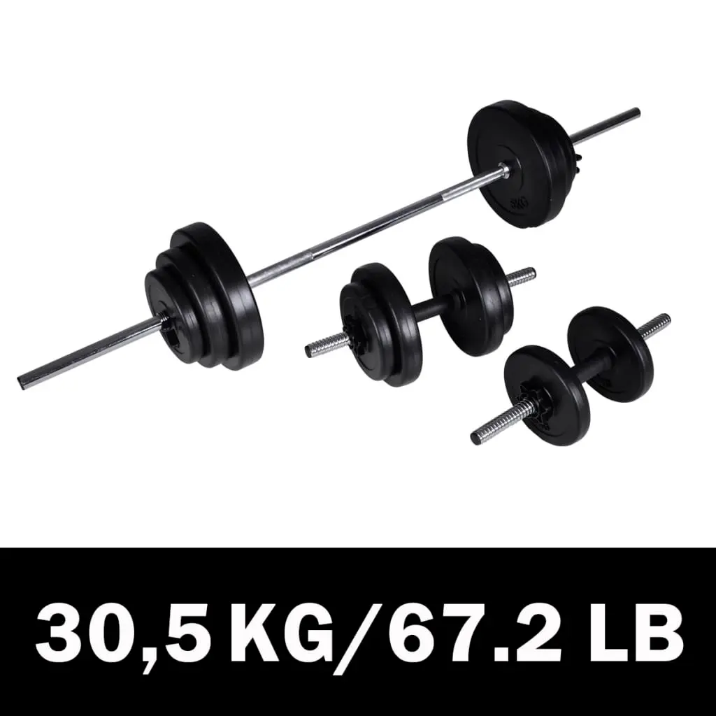 Barbell +2 Dumbbell Set 30.5kg 90377 - Sports & Outdoor