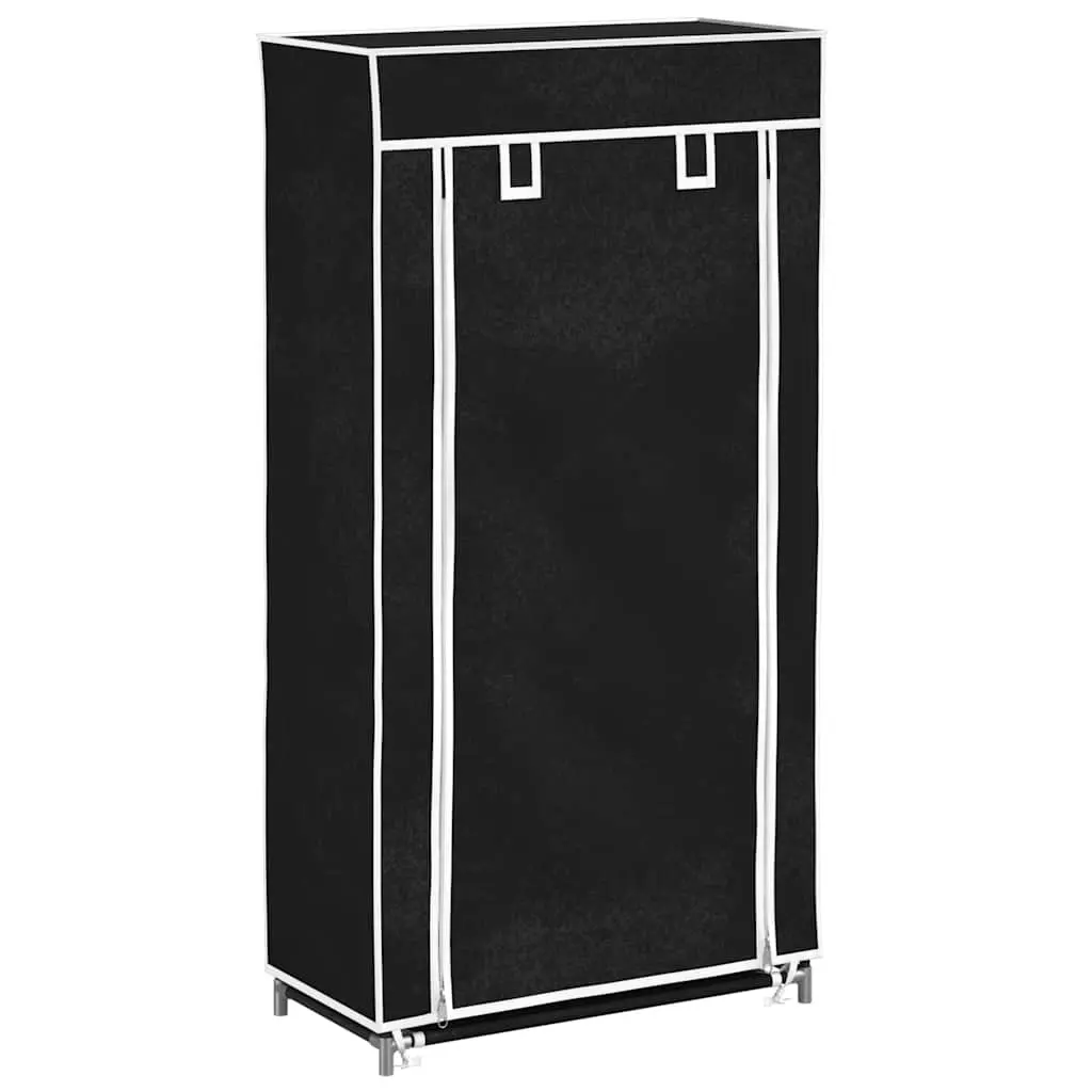 Fabric Shoe Cabinet with Cover 58 x 28 x 106 cm Black 240503 - Home & Garden