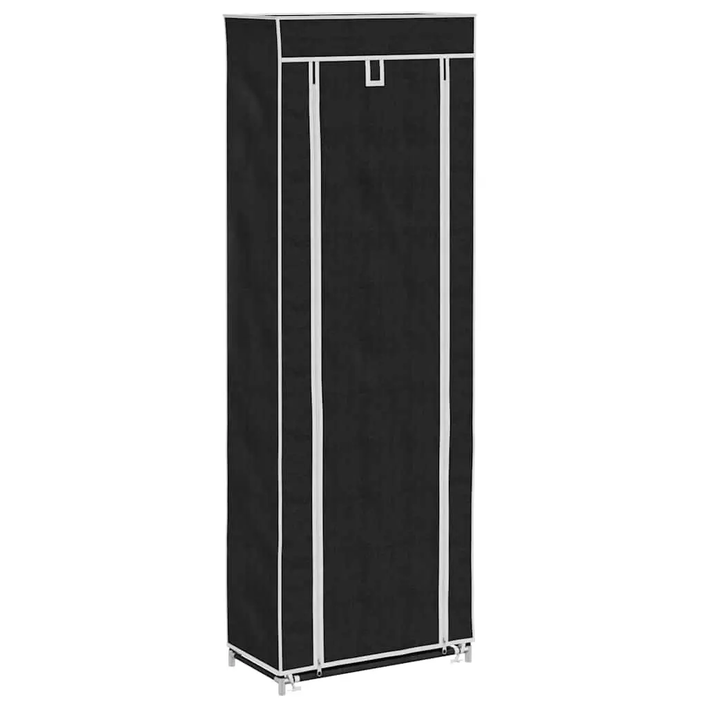 Fabric Shoe Cabinet with Cover 162 x 57 x 29 cm Black 240491 - Home & Garden