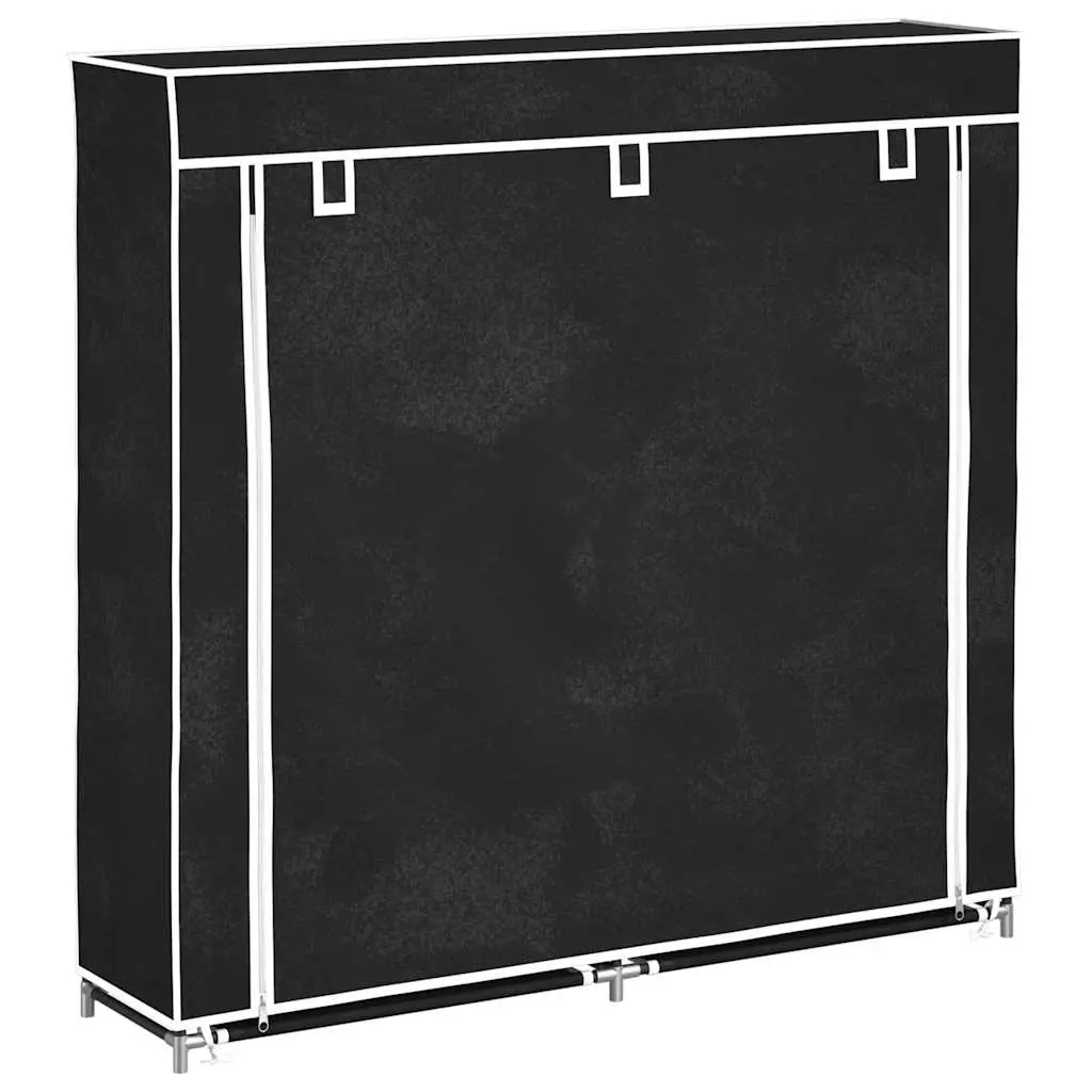 Fabric Shoe Cabinet with Cover 115 x 28 x 110 cm Black 240493 - Home & Garden