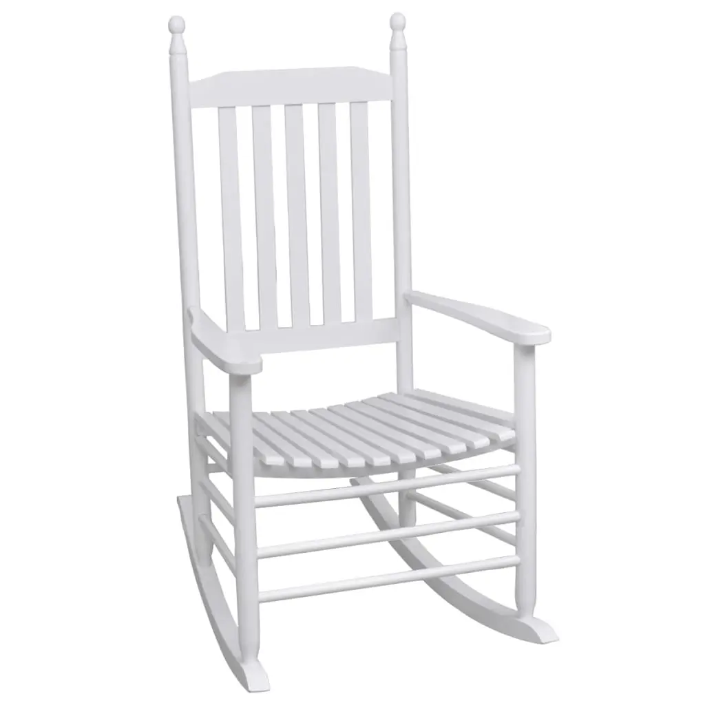 Rocking Chair with Curved Seat White Wood 40858 - Furniture