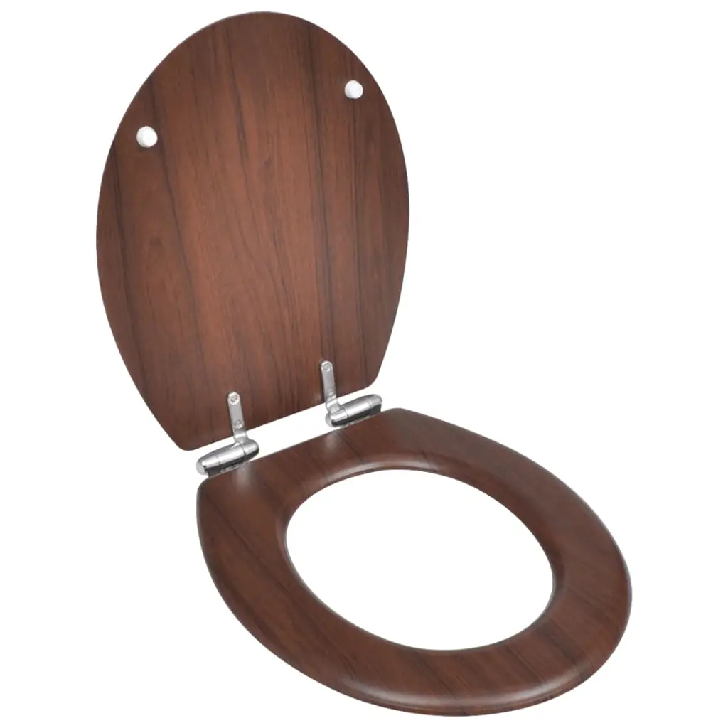 WC Toilet Seat MDF Soft Close Lid Simple Design Brown 140800 - Hardware