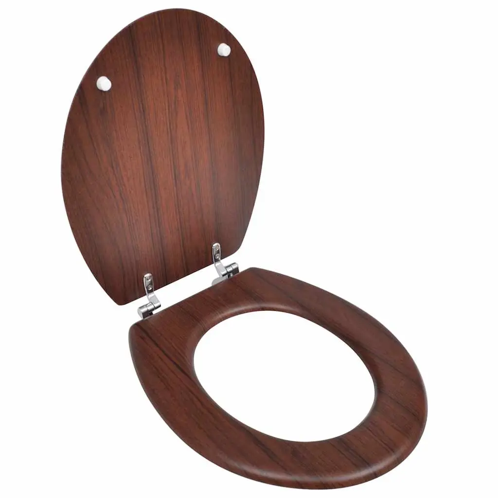 WC Toilet Seat MDF Lid Simple Design Brown 140803 - Hardware