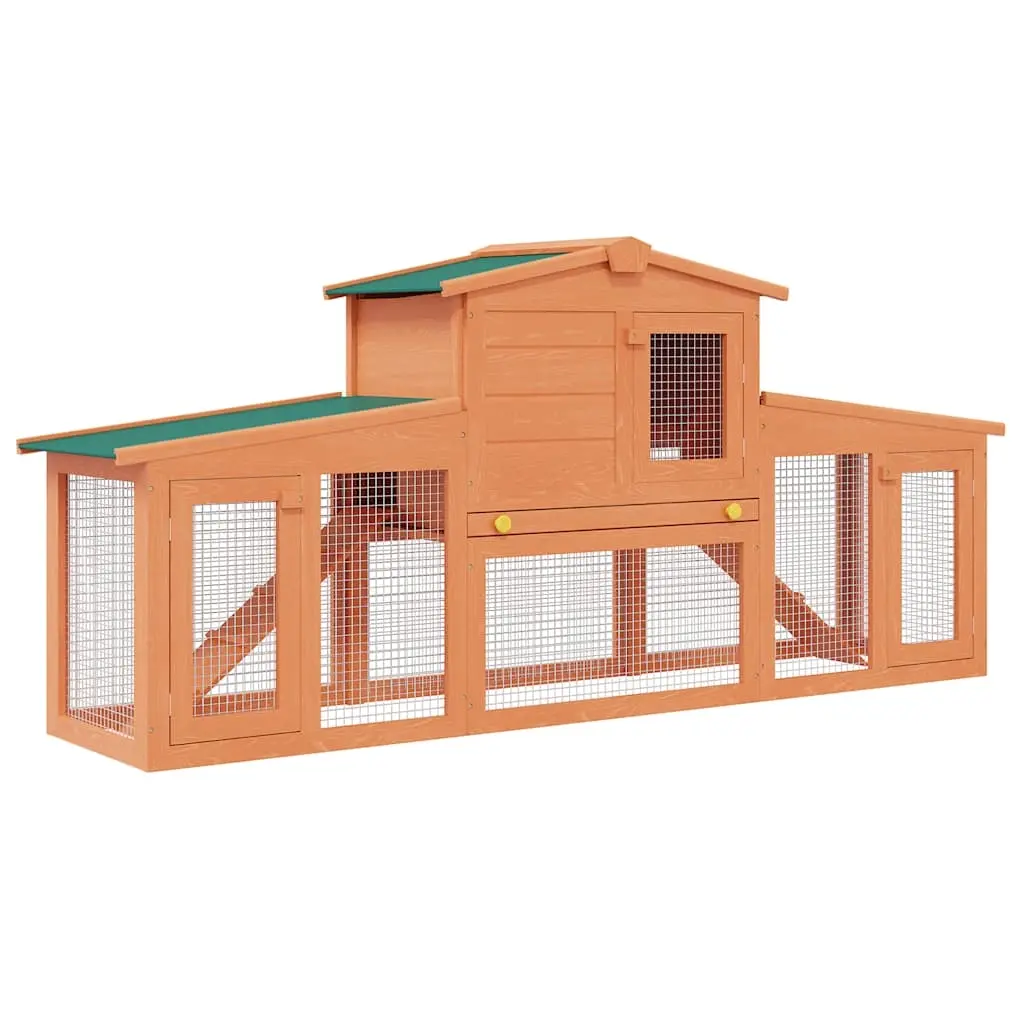 Large Rabbit Hutch Small Animal House Pet Cage with Roofs Wood 170163 - Pets