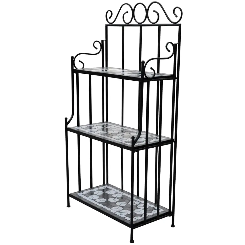 Plant Stand Plant Display Black White Mosaic Pattern 41133 - Home & Garden