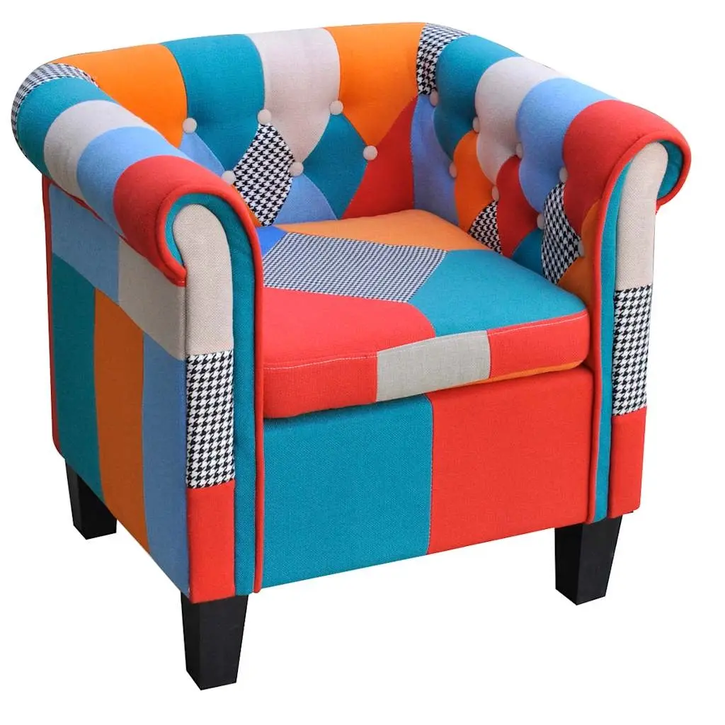 Armchair with Patchwork Design Fabric 241027 - Furniture