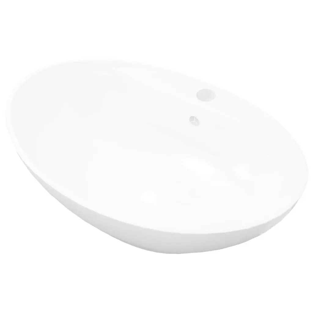Luxury Ceramic Basin Oval with Overflow and Faucet Hole 140678 - Hardware