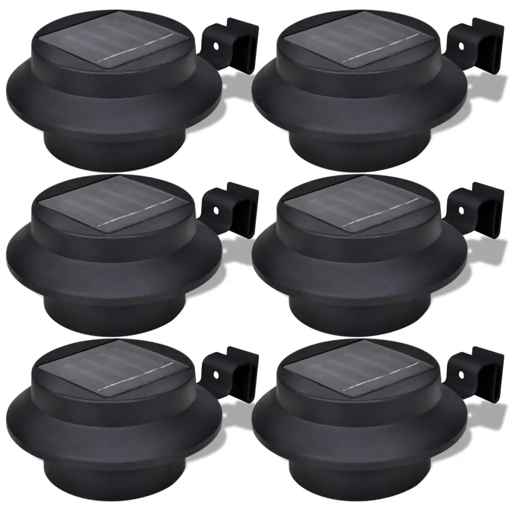 Outdoor Solar Lamp Set 6 pcs Fence Light Gutter Light Black 41180 - Home & Garden
