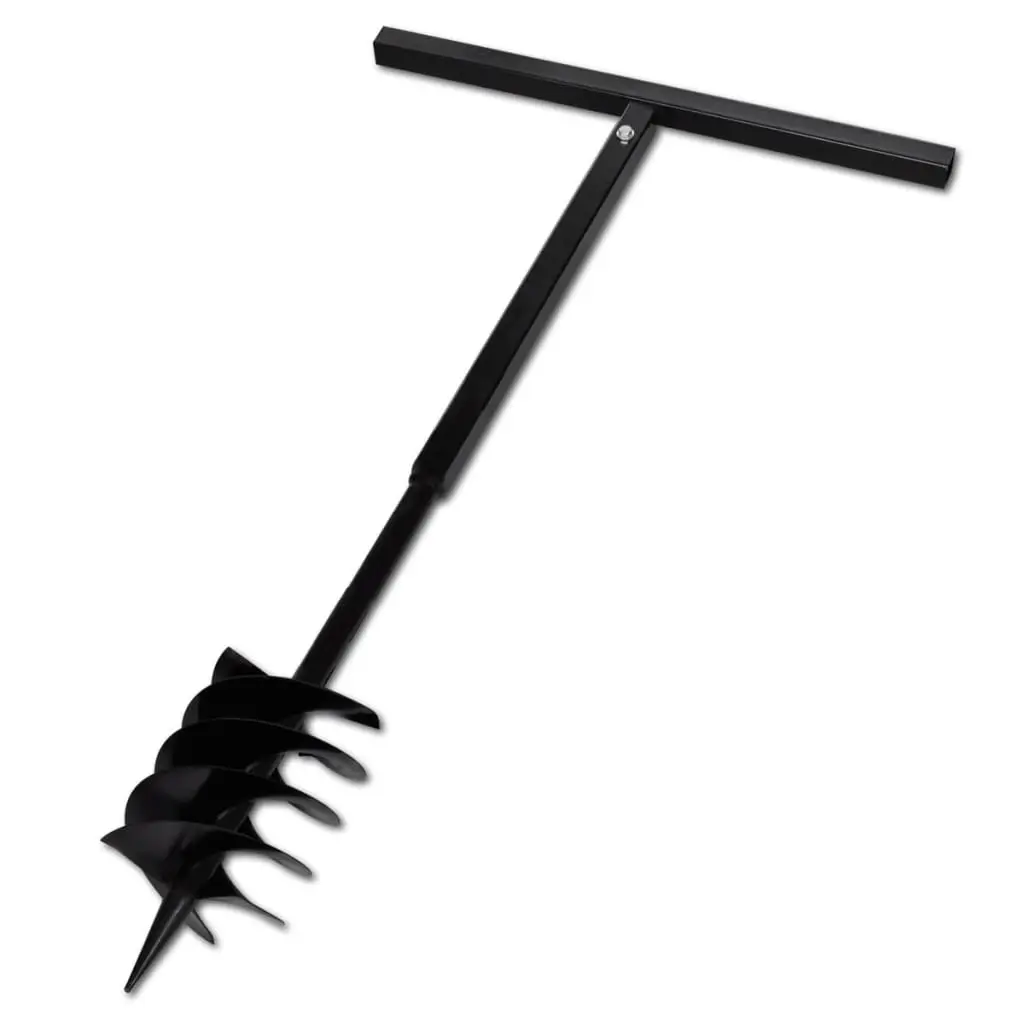 Ground Drill with Handle Auger Bit 180mm 3 Spirals Steel Black 141027 - Hardware