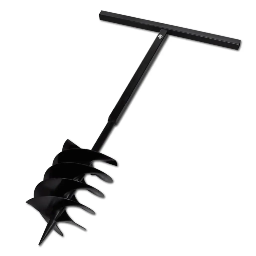 Ground Drill with Handle Auger Bit 200 mm Three Spirals Steel Black 141028 - Hardware