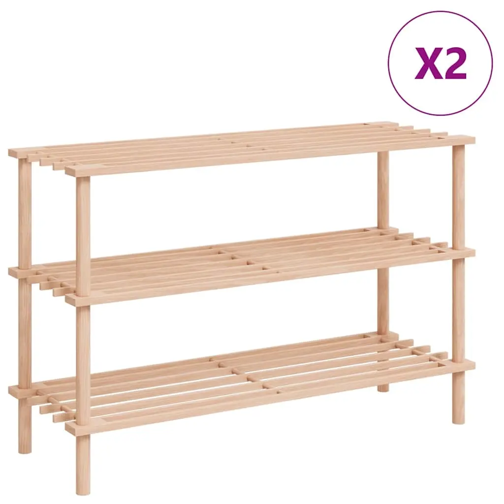 3-Tier Shoe Racks 2 pcs Solid Fir Wood 241065