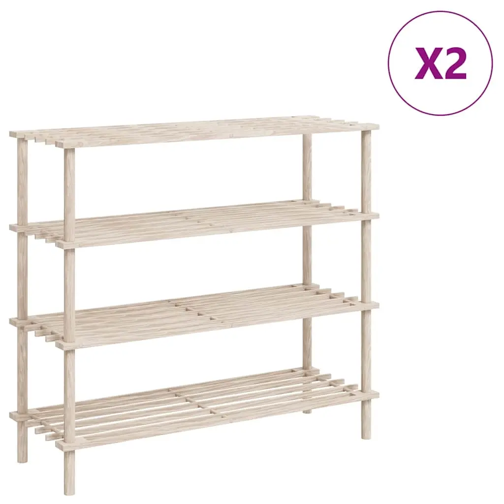 4-Tier Shoe Racks 2 pcs Solid Fir Wood 241066