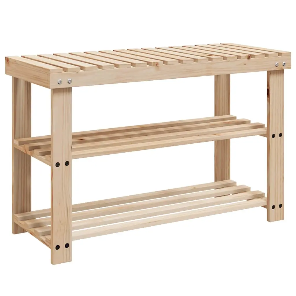 2-in-1 Shoe Rack with Bench Top Solid Fir Wood 241067